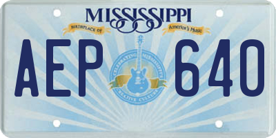 MS license plate AEP640
