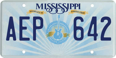 MS license plate AEP642