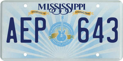 MS license plate AEP643