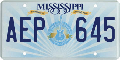 MS license plate AEP645