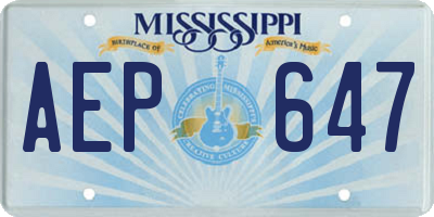 MS license plate AEP647