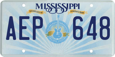 MS license plate AEP648