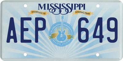 MS license plate AEP649