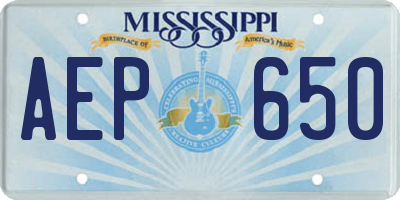 MS license plate AEP650