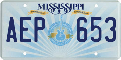 MS license plate AEP653