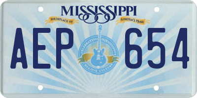 MS license plate AEP654