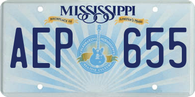 MS license plate AEP655