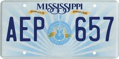 MS license plate AEP657