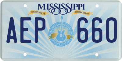 MS license plate AEP660