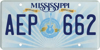 MS license plate AEP662