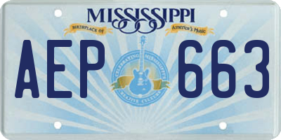 MS license plate AEP663