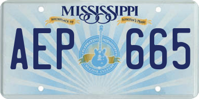 MS license plate AEP665