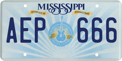 MS license plate AEP666