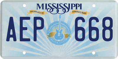 MS license plate AEP668
