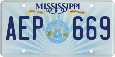 MS license plate AEP669