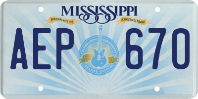 MS license plate AEP670