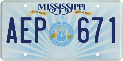 MS license plate AEP671