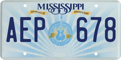MS license plate AEP678