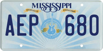 MS license plate AEP680