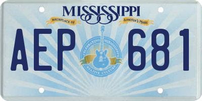 MS license plate AEP681