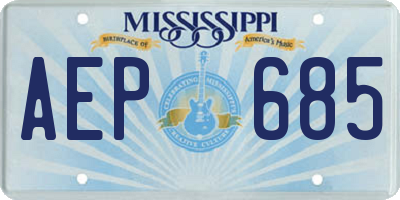 MS license plate AEP685