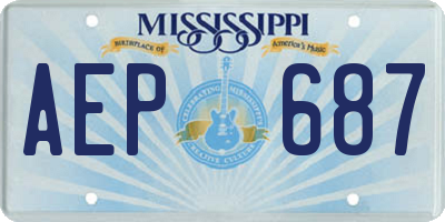 MS license plate AEP687