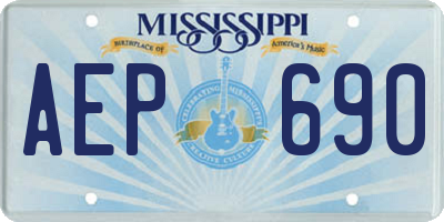 MS license plate AEP690