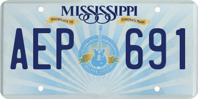 MS license plate AEP691