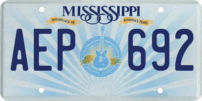 MS license plate AEP692