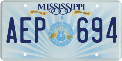 MS license plate AEP694