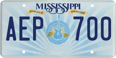 MS license plate AEP700