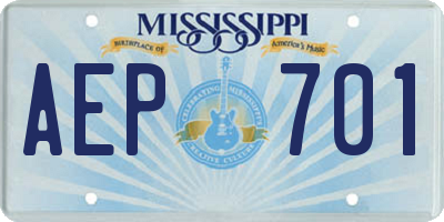 MS license plate AEP701