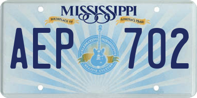 MS license plate AEP702