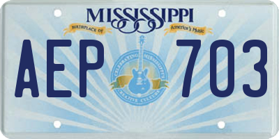 MS license plate AEP703
