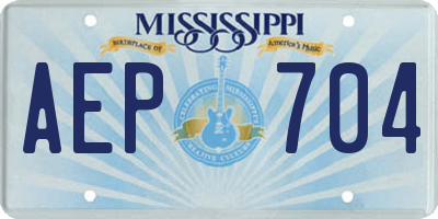 MS license plate AEP704