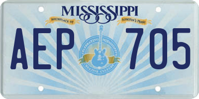 MS license plate AEP705