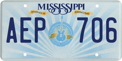 MS license plate AEP706