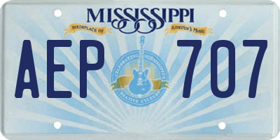 MS license plate AEP707