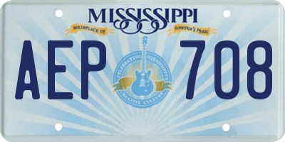 MS license plate AEP708