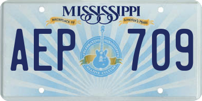 MS license plate AEP709