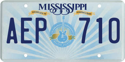 MS license plate AEP710