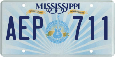 MS license plate AEP711