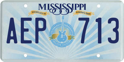 MS license plate AEP713