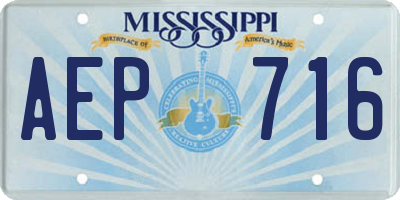 MS license plate AEP716