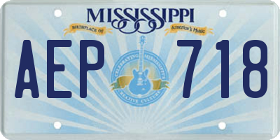 MS license plate AEP718