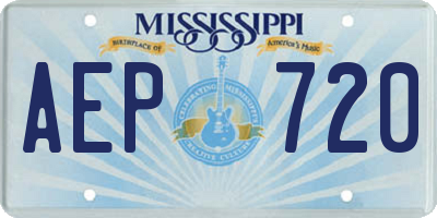 MS license plate AEP720