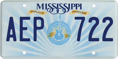 MS license plate AEP722