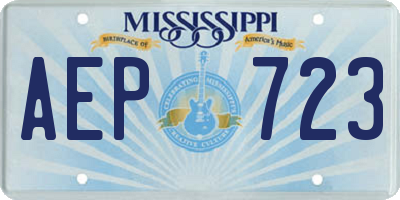 MS license plate AEP723