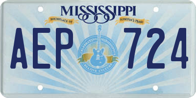 MS license plate AEP724