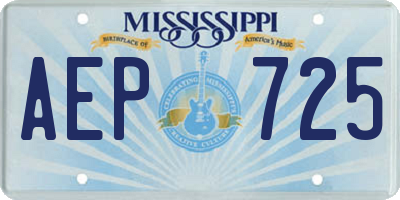MS license plate AEP725